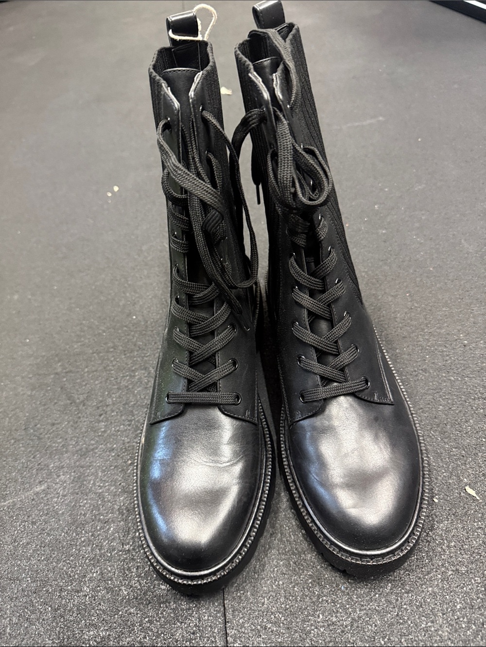 Sam Edelman Black Lace-Up Leather Combat Boots